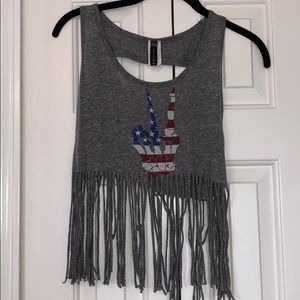 american flag fringe tank top
